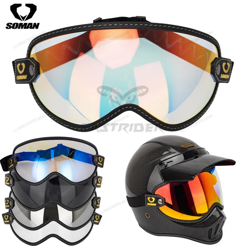 SOMAN ヴィンテージバイクゴーグル レトロオープンフェイ - Vintage Open Face Retro Helmet のレビューと価格