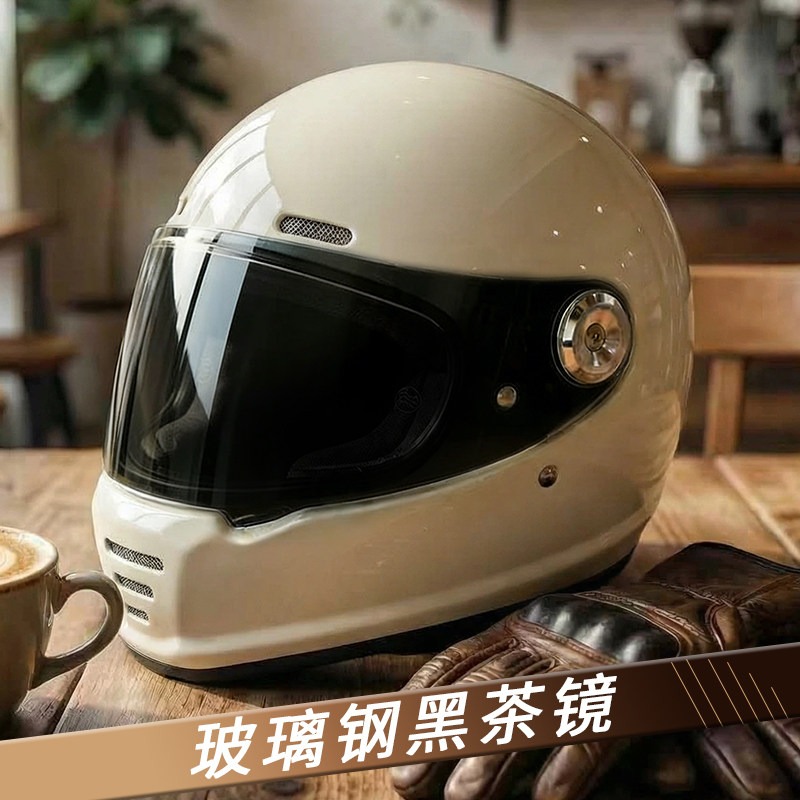 カーボンファイバーレトロヘルメット オートバイフルフェイスヘ - Carbon Fiber Lightweight Motorcycle Helmet のレビューと価格