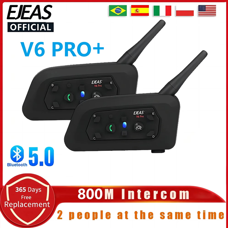 Ejeas v6プロオートバイヘルメットヘッドセットBlue - Universal Motorcycle Helmet Intercom Headset のレビューと価格