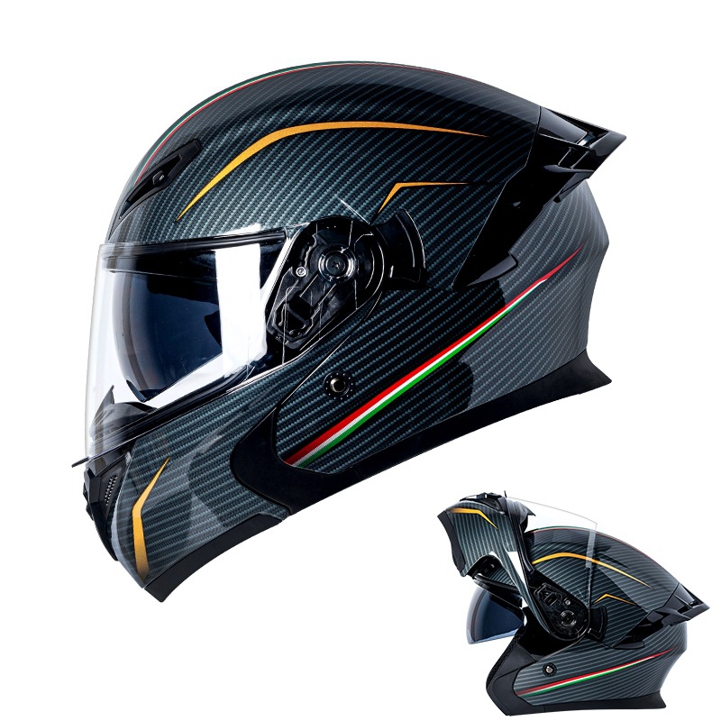 認証済みモジュラーフリップアップオートバイヘルメット、デュア - Dual Visor Motorcycle Racing Helmet のレビューと価格