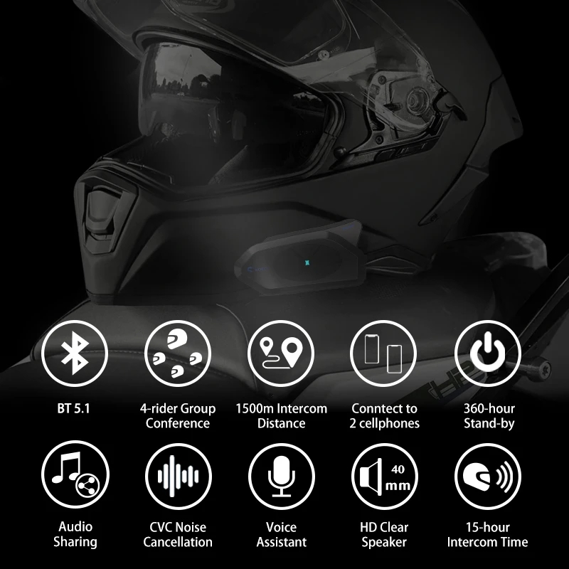 Gocoot-4人のモーターサイクリスト用のBluetoot - Universal Motorcycle Helmet Intercom Headset のレビューと価格