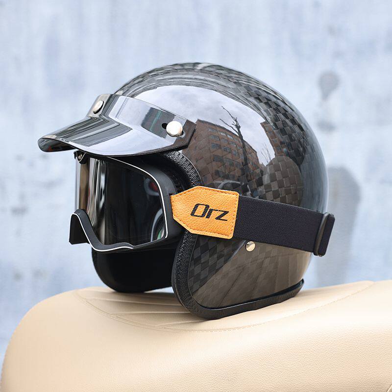 2026年カーボンファイバーヴィンテージヘルメット、オートバ - Carbon Fiber Lightweight Motorcycle Helmet のレビューと価格