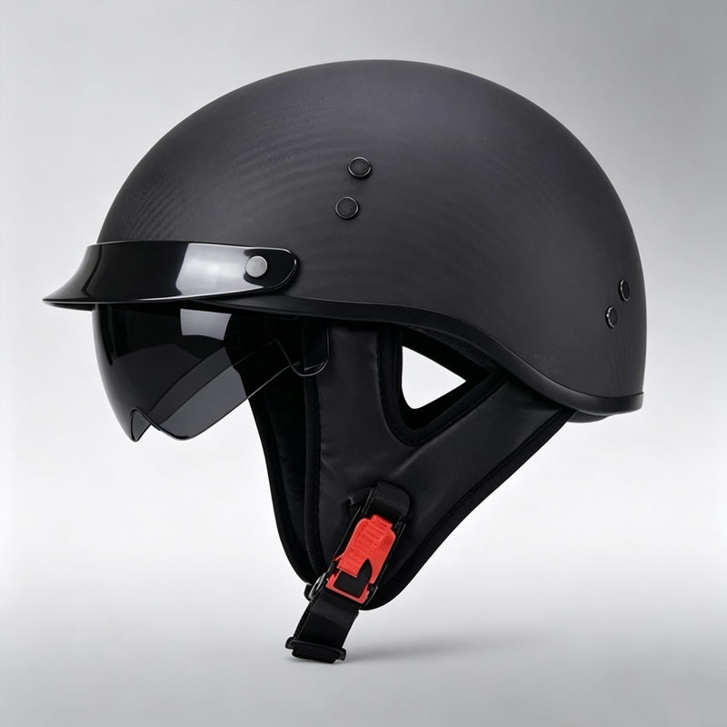 カーボンファイバー製バイク用ハーフヘルメット、レトロな軽量3 - Carbon Fiber Lightweight Motorcycle Helmet のレビューと価格