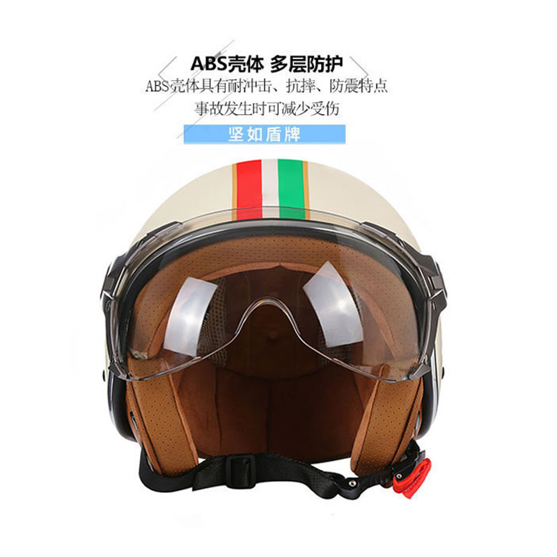 DOT オープンフェイス 3/4 オートバイレトロバイクヘル - Vintage Open Face Retro Helmet のレビューと価格