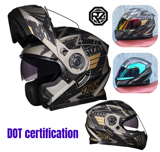 ORZ-オートバイ用ダブルバイザー付きフルフェイスヘルメット - Dual Visor Motorcycle Racing Helmet のレビューと価格