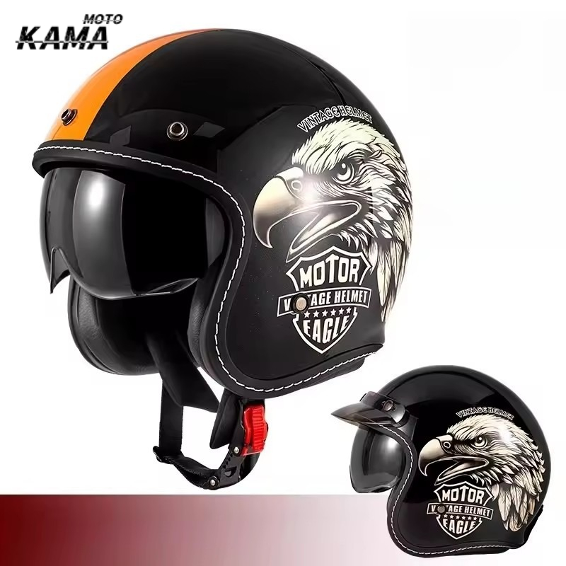HOT オープンフェイスオートバイヘルメット ヴィンテージモ - Vintage Open Face Retro Helmet のレビューと価格