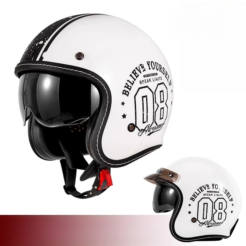 HOT オープンフェイスオートバイヘルメット ヴィンテージモ - Vintage Open Face Retro Helmet のレビューと価格