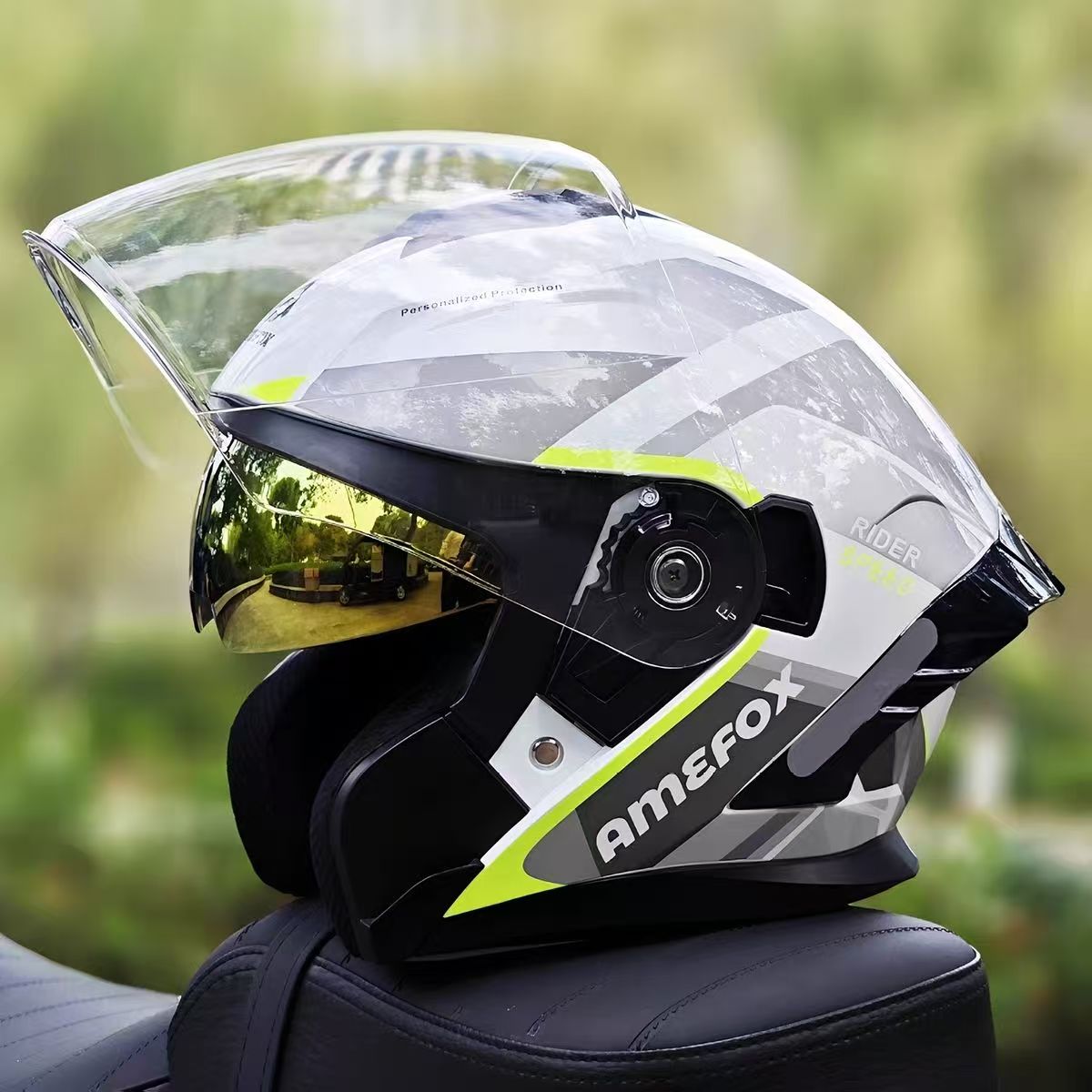 ダブルバイザー付きオープンフェイスヘルメット、3/4ジェット - Motorcycle Helmet Inner Sun Visor Lens のレビューと価格