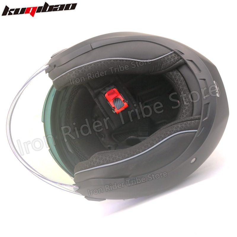 クチバオ デュアルレンズ モジュラーフリップアップ バイクヘ - Modular Flip Up Motorcycle Helmet Dot Approved のレビューと価格